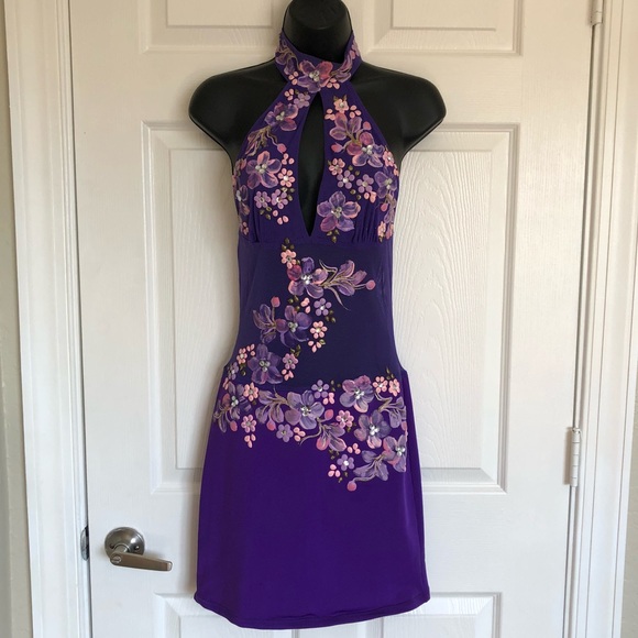 Purple hand painted mini dress from Miami! - Picture 4 of 8